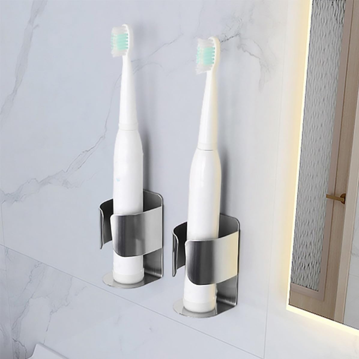 Toothbrush Holder Space Saving 3pcs Wall Mounted Stainless Steel Electric Toothbrush Storage Rack with Modern Minimalist Design Bathroom Organizer image 4