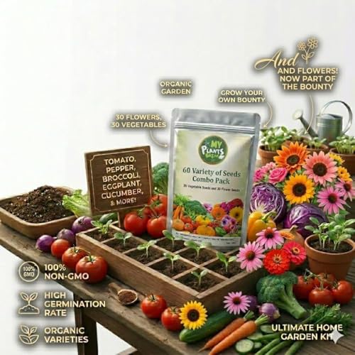 Image of All Season Seeds Combo - 60 Variety Pack | Veg + Flower Seeds | 3700+ Seeds | High Germination | Home Gardening Kit for Balcony, Terrace & Garden