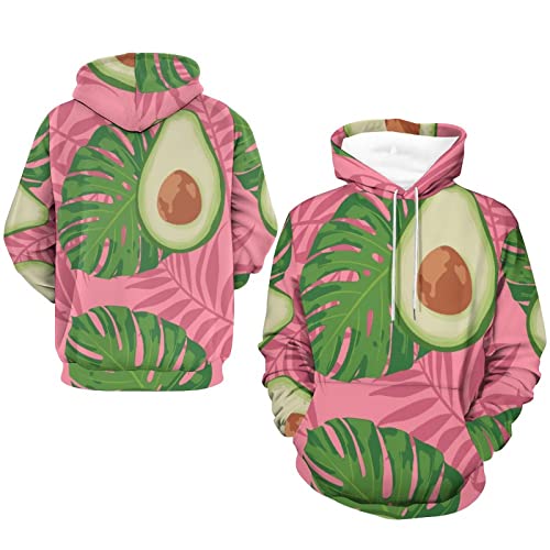 Sweatshirt pull bicolore vert rose UMENG avec capuche et manches longues