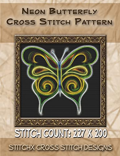Neon Butterfly Cross Stitch Pattern