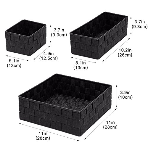 Posprica NA Woven Storage Baskets For Organizing, Small Black Baskets Cube Bin Container Tote Organizer Divider thumb #2