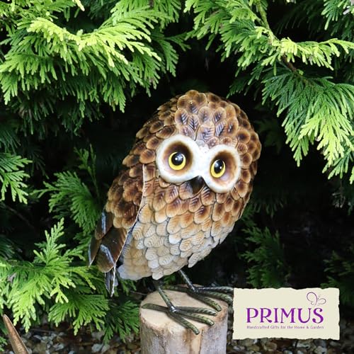 Primus Small Standing Metal Brown Owl, Size: 28cm x 20cm x 13cm - Image 3