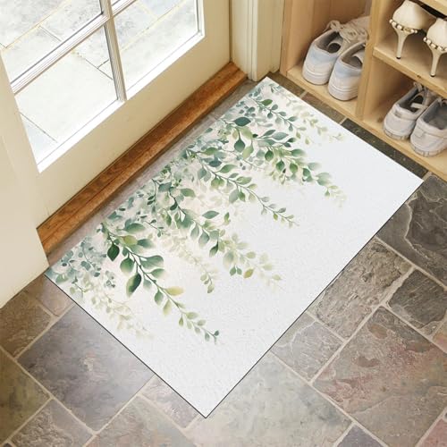 Tapis resistant lavable grand format motif feuillage naturel entree - 2