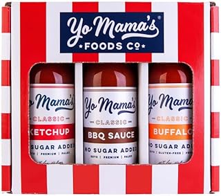 Yo Mama’s Foods Low Carb Condiments Gift Set | Includes (1) Buffalo Sauce, (1) Classic Ketchup, (1) BBQ Sauce | Keto-Paleo | All-Natural | Gluten-Free and Made from Fresh Ingredients