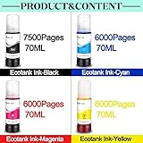T544 544 Dye Ink 70ml Bottle Refill Kit - Compatible With Epson EcoTank L3150 L3110 L3100 L3210 L3250 L1110 5190 - Inkjet Printer(5PC) - Image 3