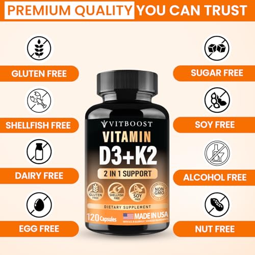 Image of VITBOOST Vitamin D3 K2 Complex - 5000 IU (125 mcg) D3 & K2 (MK-7) 90 mcg
