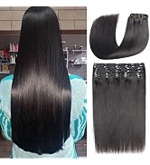 Full Head Straight Human Hair Clip ins Extensions for Black Women 20 Inch 240g Unprocessed 8A Bra...
