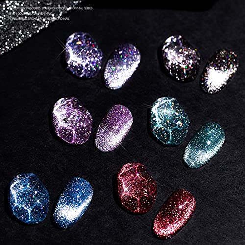 Veronni Reflective Glitter Cat Eye Gel Nail Polish Set Sparkling Diamond Gel Nail Polish, Magnetic Gel Polish Set Sparkle Shiny Uv Led Varnish Soak Off Uv Gel Nail Art Set (12 Color) With Magnet #TOP7