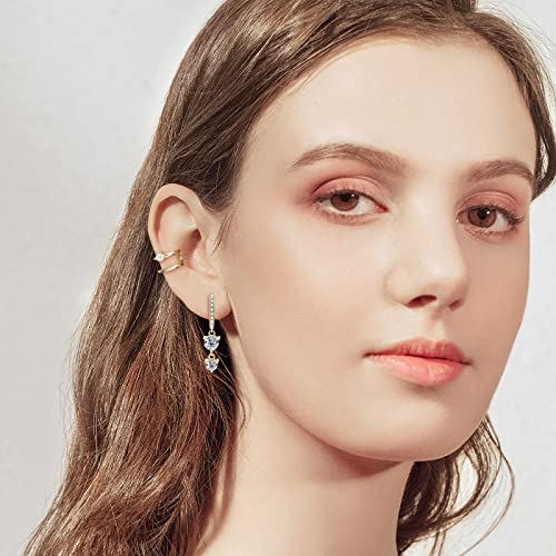 Ainuoshi Huggie Hoop Earrings Dangle Drop Moissanite Earrings For Women, 925 Sterling Silver With 14K Gold Plated, Hypoallergenic, Jewelry Box Packed #TOP6