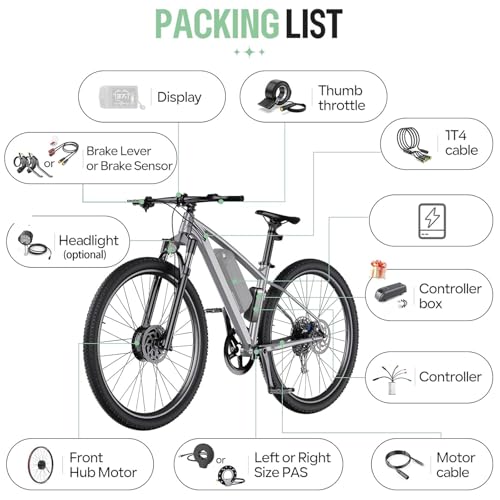 Miniatura 7 de Bafang Ebike Kit 500w 48v Motor Rueda Delantera Con Batería Opcional Y Lcd Pantalla, Front Hub Kit - Freno De Disco Versión Con Old 100 Mm Para 20 26 29 700c Bici De Montaña, Carretera, Cercanías