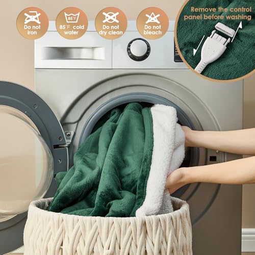 EHEYCIGA Heated Blanket - Full Size, 9 Heating Levels, Auto Off, Soft Cozy Sherpa, 72 x 84 Inches