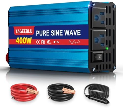 400W Pure Sine Wave Power Inverter 12V DC to 110V 120V AC for Veh...