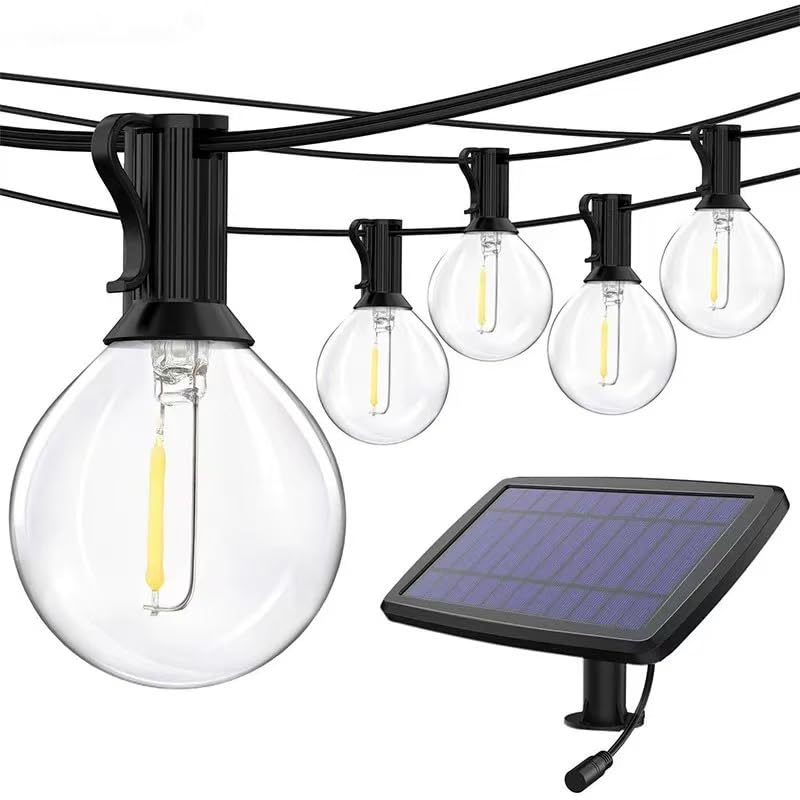 Solar String Lights Outdoor 39FT/12M With 30+2 spare G40 bulbs IP65 Waterproof Fairy Lights Decorative Ball Lighting for Garden Christmas Tree Patio Home Wedding Parties Festival
