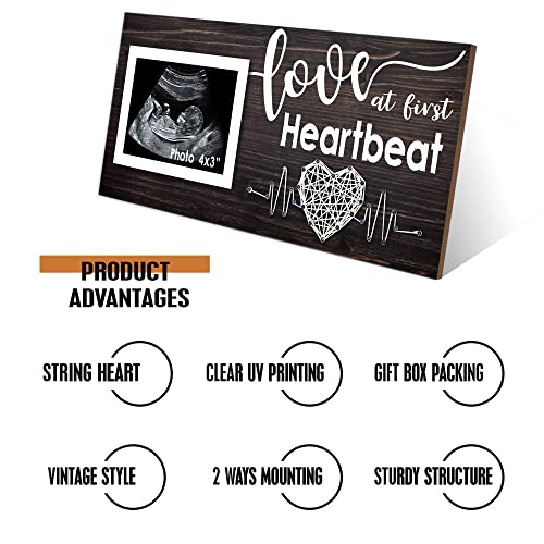 Yudarte New Mom Gifts - Pregnancy Announcements Baby Ultrasound Picture Frame - Love At First Heartbeat Sonogram Photo Frame 4X3 Inches - Baby Nursery Decor For First Time Parents #TOP3
