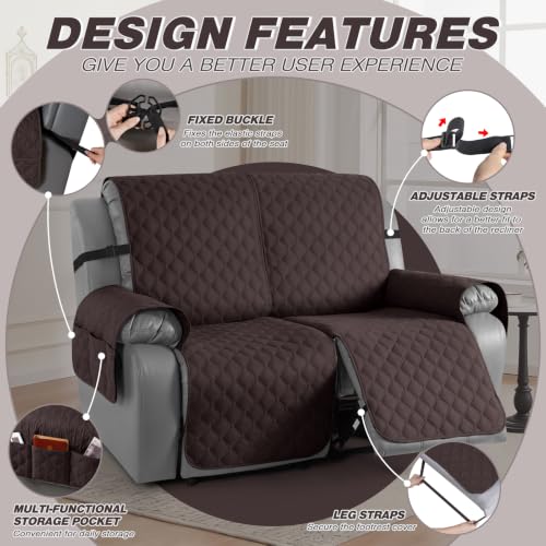 Image of TAOCOCO 100% Waterproof Loveseat Recliner Covers Reversible, Chocolate