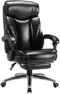 Sillón reclinable Cuero de la Oficina, Silla de la computadora Silla del Jefe Principal reclinable Silla giratoria con el reposapiés WTZ012 (Color : Black)