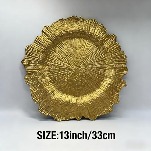 Platos Cargadores de Plástico Dorados con Diseño de Copo de Nieve, Set x100 miniatura 2