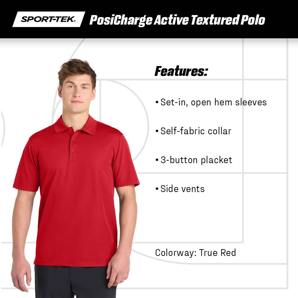 SPORT-TEK Unisex PosiCharge Active Textured Polo | Camisa con Cuello y Manga Corta para Hombre y Mujer, Ajuste Casual miniatura 5