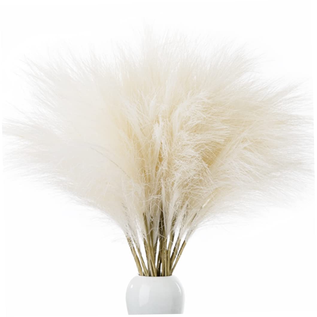 Herbe de la pampa artificielle pour decoration salon boheme lot de 6 plumes blanches 45cm