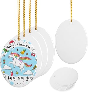 imprintfavor 12pcs Sublimation Ornaments Ceramic 3 inch Oval Christmas Ornament Bulk Hanging Sublimation Ornaments Blanks for Crafting and Personalization (Oval)