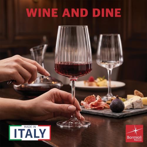 Bormioli Rocco Exclusiva Merlot Glasses, Set of 4-18 Oz. Ribbed Long Stem Star Glass Goblets with XLT Reinforced Stems - Italian-Made Red Wine Drinkware - Dishwasher Safe Crystal Glasses by Bormioli Rocco - Used condition - Image 3