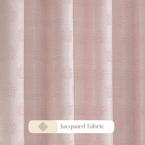 Image of Yellow Weaves 1 Pc Jacquard Tree Eyelet Long Door Curtain - Perfect for Home, Office, Bedroom, Living Room & Balcony - 7 Feet (Dusty Pink)