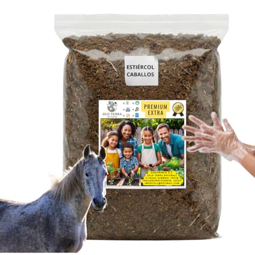 Estiércol de Caballo Curado 2 Años - Abono Orgánico Premium 100% Natural en Polvo Fino (3L) Fertilizante - Sin Olor para Huerto, Jardín y Plantas - Nutrientes para Crecimiento Explosivo