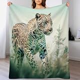 Leopard Decke Flannel Sofadecke Strandtuch Teppich Picknickdecke Weich Umhang Für Schlafzimmer, Alle Jahreszeiten 100×130cm