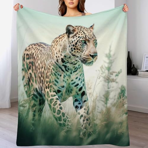 Leopard Decke Flannel Sofadecke Strandtuch Teppich Picknickdecke Weich Umhang Für Schlafzimmer, Alle Jahreszeiten 100×130cm