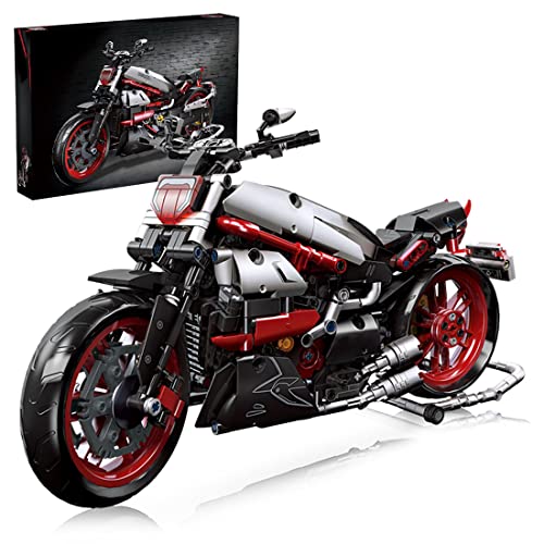 FATOX Technik Motorrad Bausatz für Ducati Diavel, 896+ Teile Technik Supermotorrad Bausteine, Klemmbausteine Rennen Motorrad Modell Kompatibel mit Lego Technic Cover