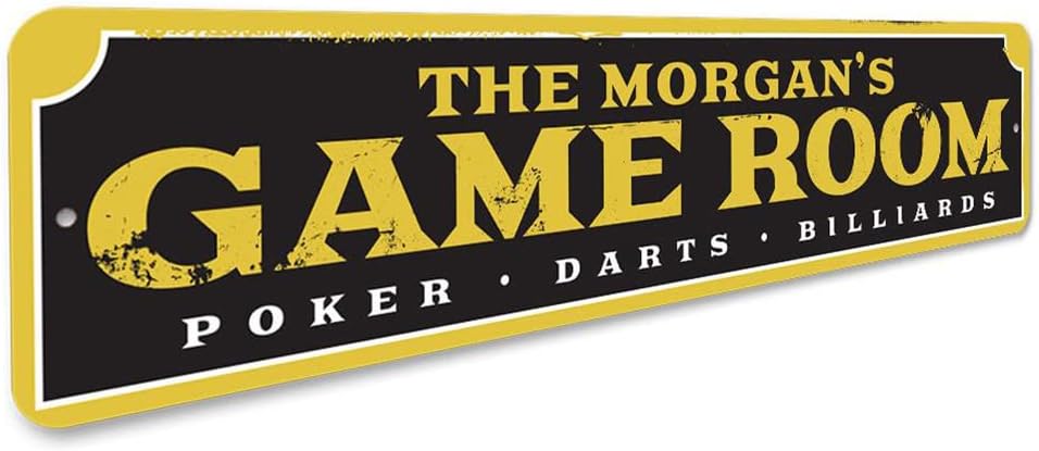 Aluminum Sign Game Room Poker Darts Billiards Personalized Themed for Home Metal Wall Decor Entertainment Space Hanging Plaque with Pre-Drilled Holes 6x24 Inch image 3