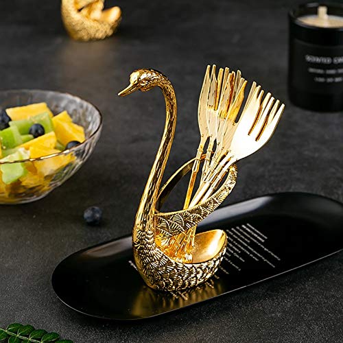 Set de table cygne avec fourchettes acier inoxydable pour salade fruit dessert
