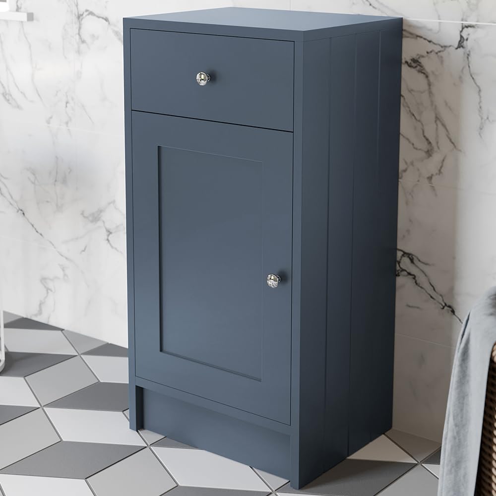 BAYSTONE® 400mm Bathroom Storage Unit Furniture Cabinet Cloakroom, Soft Close Freestanding Traditional, Matt Blue