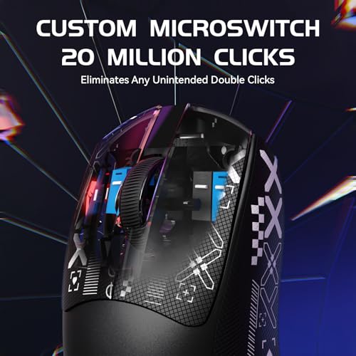 Image of ATTACK SHARK x MAMBASNAKE M4 Wireless Gaming Mouse, 24000 Adjustable DPI PAW3311 Optical Sensor, Programmed Buttons, 52g Lightweight Ergonomic Computer Mice 2.4G /BT /USB-C for PC /Mac-Black&Griptape