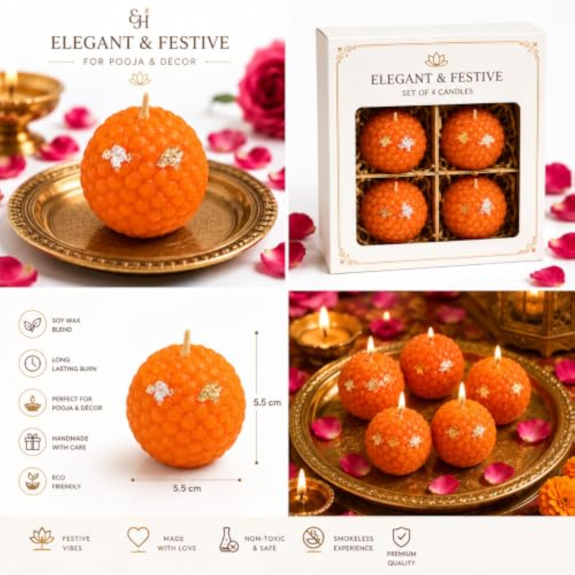 Modak Candles for Home Decor & Festivals, Pack of 6