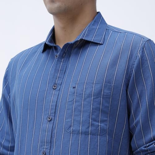 Image of BASICS Cotton-Linen Blended Men's Shirt | Slim Fit | Everyday Smart Casual Wear | Full Sleeve
