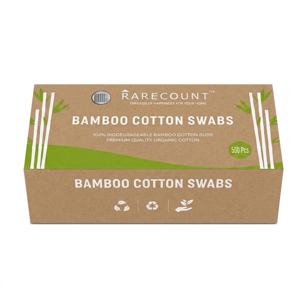 Bamboo Cotton Swabs 500 Count – Eco Friendly Biodegradable Cotton Swabs, Double Tip Soft Cotton, Strong Wooden Sticks for Ear Cleaning, Makeup Removal, Nail Art & Crafts