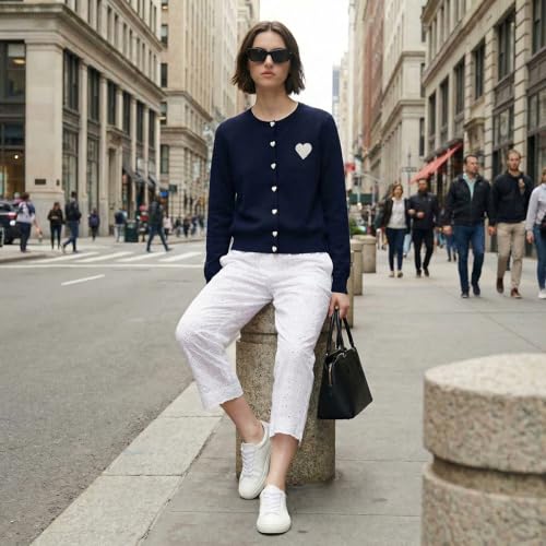 Image of GOELIA Women Wool Blend Lightweight Cardigan Sweaters 2026 Spring Business Casual Solid Long Sleeve Knitted Cardigan Top