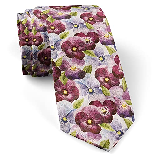 ( Floral Pansy Watercolor ) Fashion Novelty Necktie, Conversation Neckwear Ties Great for Party and Events