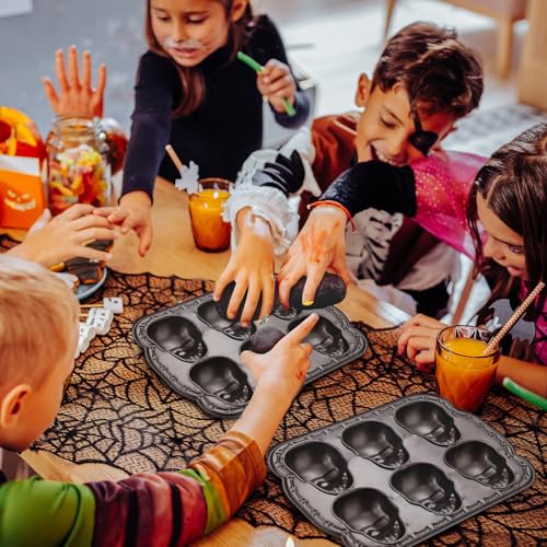 Teenyyou 2 Pcs Halloween Skull Baking Pan 6 Cavities 3D Skull Baking Mold for Pizza Metal Cake Mold Bakeware for Halloween Ice Cupcake Chocolate Pizza Jelly Candy Pudding by Teenyyou - Image 7