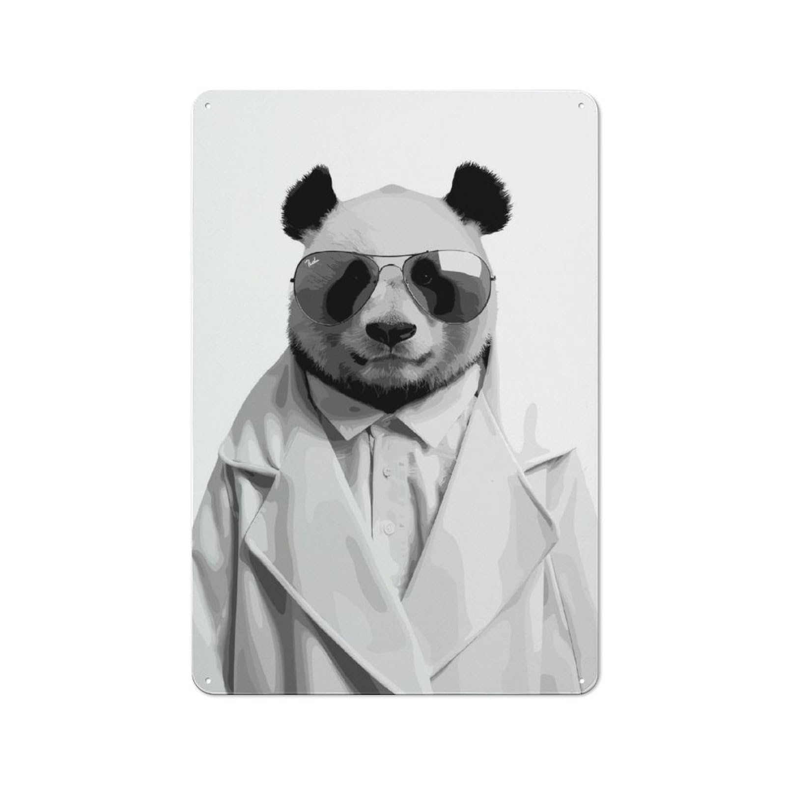Junmoney Panda Animals Cute Retro Tin Sign 30X20cm For Workshop Wall, For Collectors Of Retro Metal Wall Decor