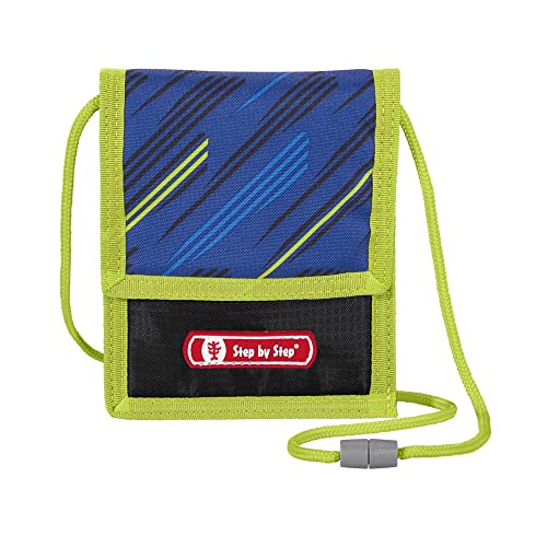 Step by Step Brustbeutel „Soccer Team“, blau/grün, mit Sichtfenster, Münzfach mit Reißverschluss, Schlüsselbefestigung, zum Umhängen, für Jungen ab der 1. Klasse
