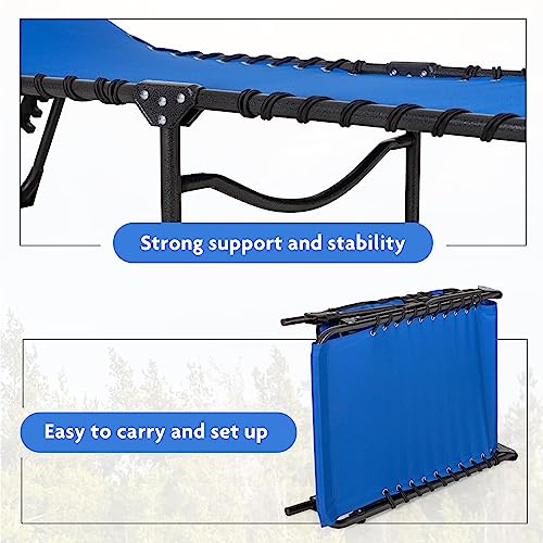 HIGH POINT SPORTS Outdoor Patio Chaise Lounge Chair, Foldable Adjustable Camping Reclining Chair for Adults, Tanning Beach Chair with Pillow for Outside, Portable Beach Sun Lounge Chair, Blue - Thumbnail 5