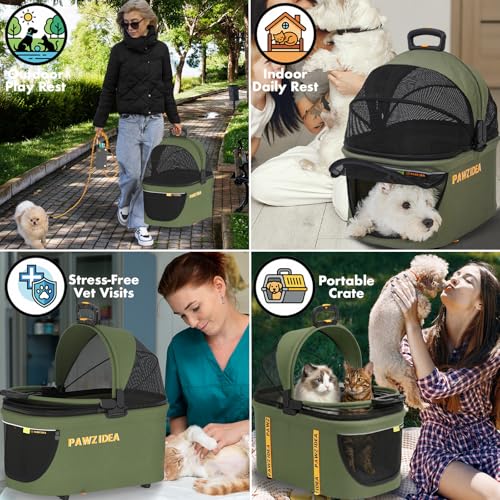 Poussette double pour chat et chien de petite taille pliable