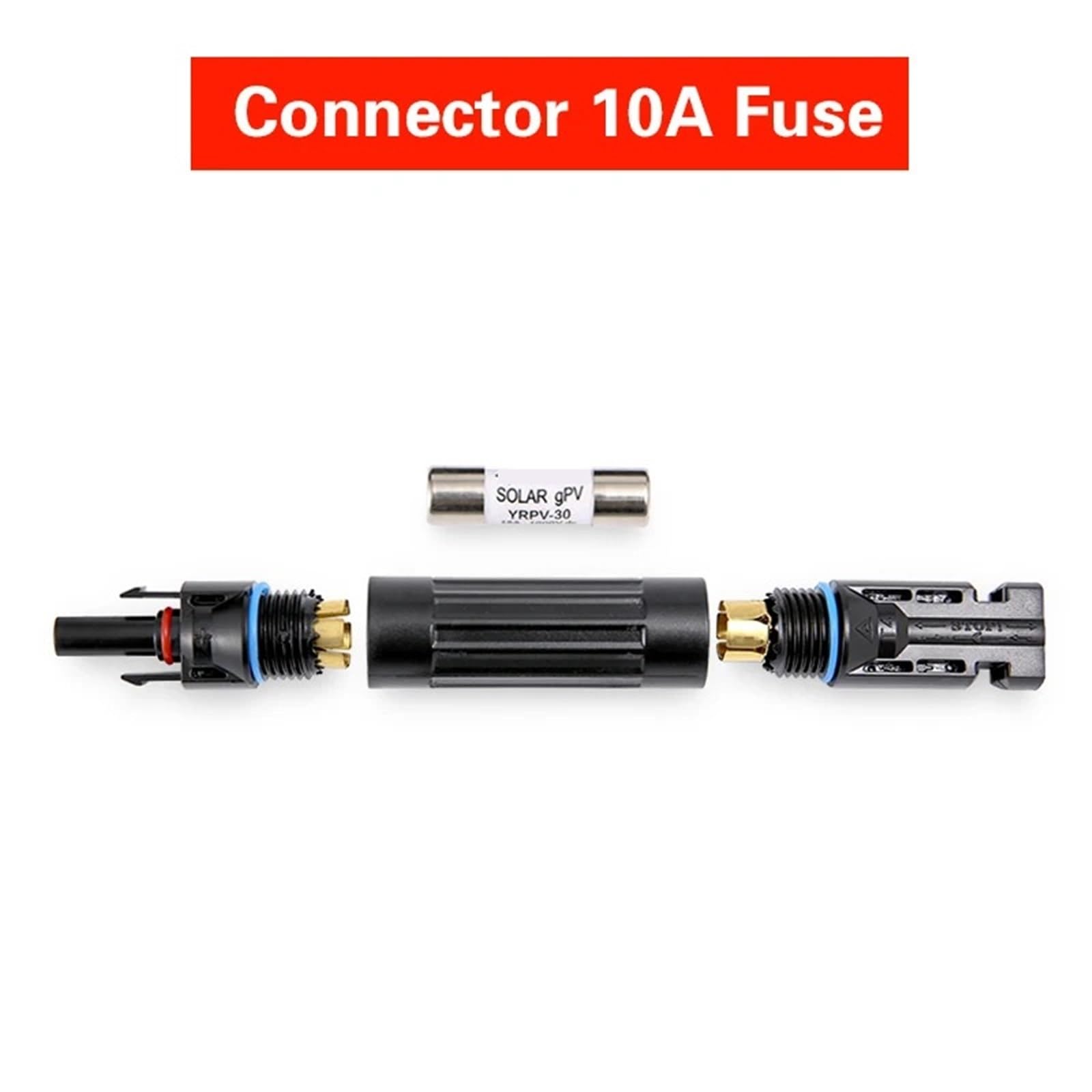 Connettore per fusibili solari fotovoltaico, portafusibili in linea, protezione DC 1000 V, 10 A/15 A/20 A/25 A/30 A, 10 pezzi(connettore 10A Fuse)