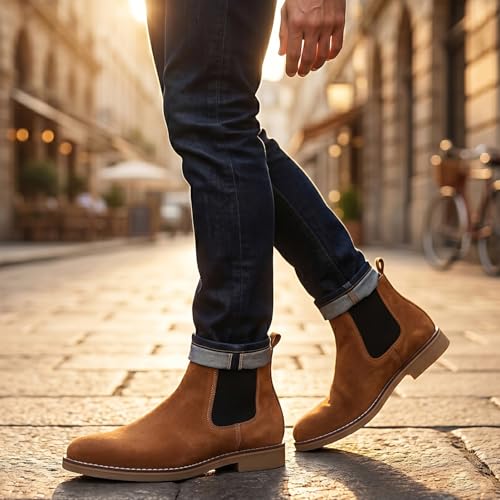 Image of Kraasa Men's Chelsea Boots for Men, Premium Vegan Leather, Fashion Ankle, Modern Casual, Smart Casual & Formal Footwear