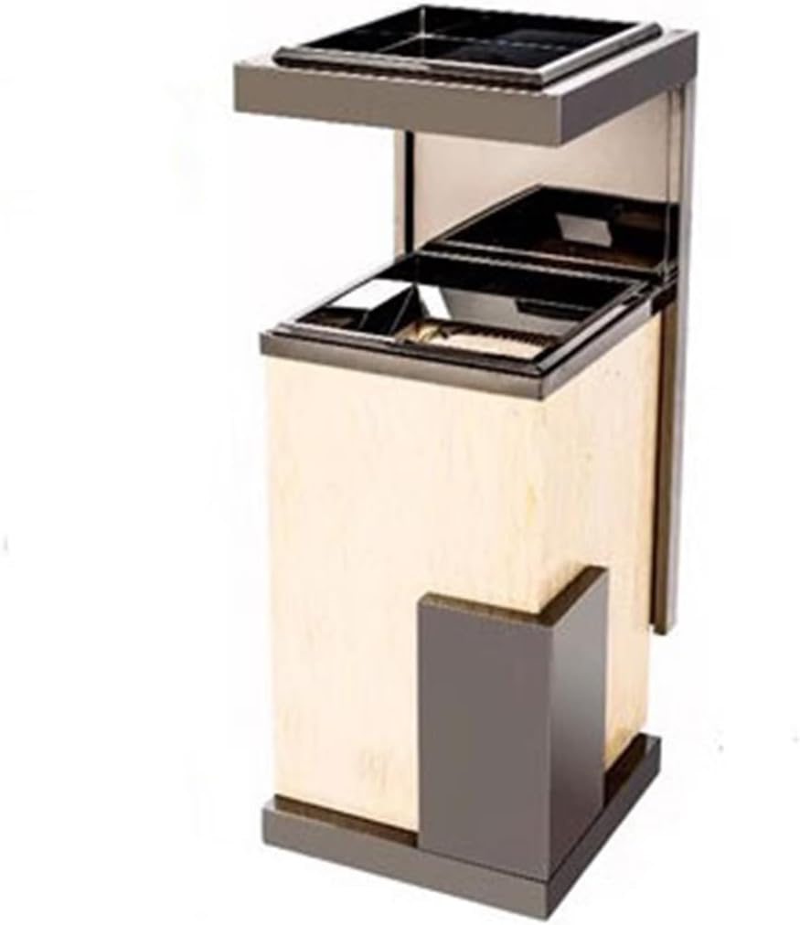 Trash Can Outdoor Garbage Can Marble Trash Can Hotel Lobby Hotel Office Building Stainless Steel Vertical with Ashtray Commercial Outdoor Patio Trash Can(D)