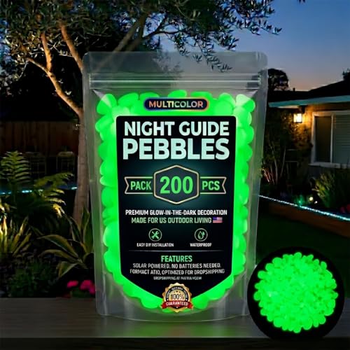 Glow in the Dark Garden Stones, Luminous Rainbow Rocks, Night