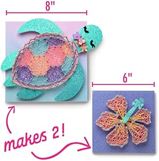 Craft-tastic DIY String Art ââ‚¬â€œ Craft Kit for Kids ââ‚¬â€œ Everything Included for 2 Fun Arts & Crafts Projects ââ‚¬â€œ Features a Sparkly Sea Turtle & Hibiscus Flower Patterns