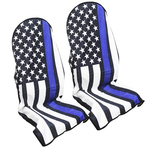 Waterproof Car Seat Cover for Front Seats, Protector for Cars SUVs Trucks, Sweat Towel Seat Covers Bucket for Gym,Workout,Beach,Hiking,Running and Swimming (American Flag Black, 2PCS)